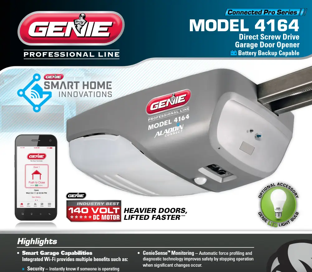 A box with instructions for the genie garage door opener.